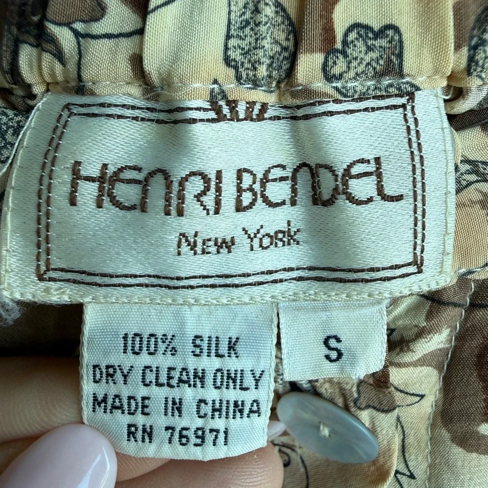 Vintage Henri Bendel Womens 100% Silk Floral Midi Skirt Romantic 90s Size S
